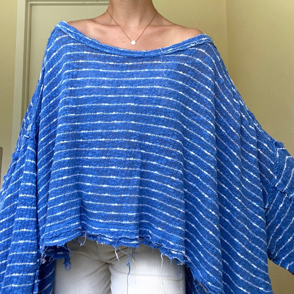 Free people flowy blue striped top